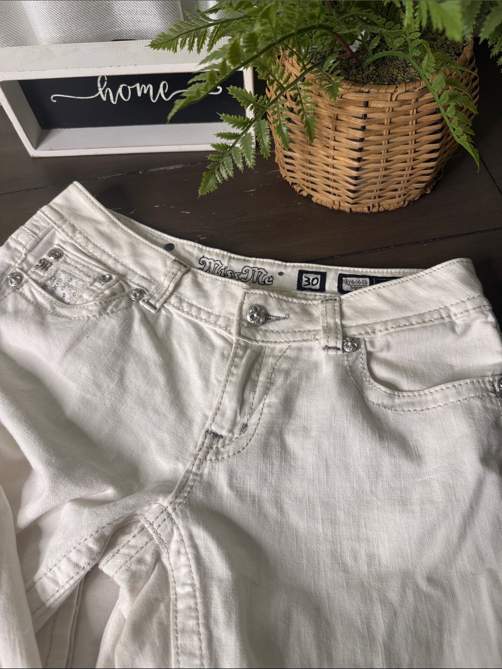 Miss Me White Boot Cut Jeans